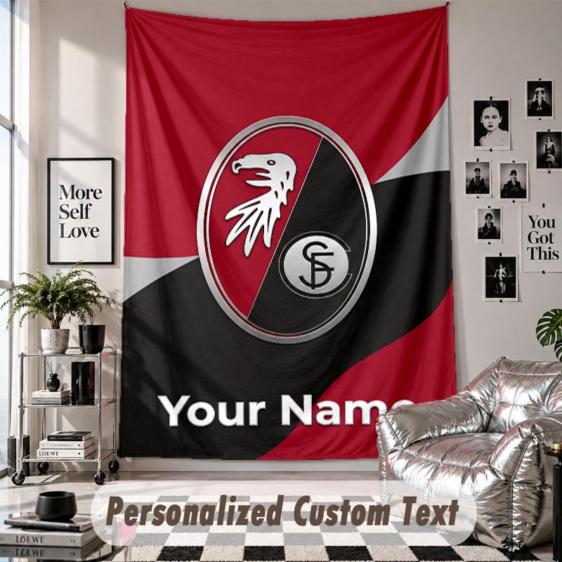 Wall Hanging Tapestry With Custom Name & Text, SC Freiburg FC Decorative Tapestry For Bedroom