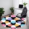 1pc Floral Checkered Office Round Area Rug,  Mat Suitable For Office, Under Office Chairs Bedroom Living Room Home Decor, Room Deco