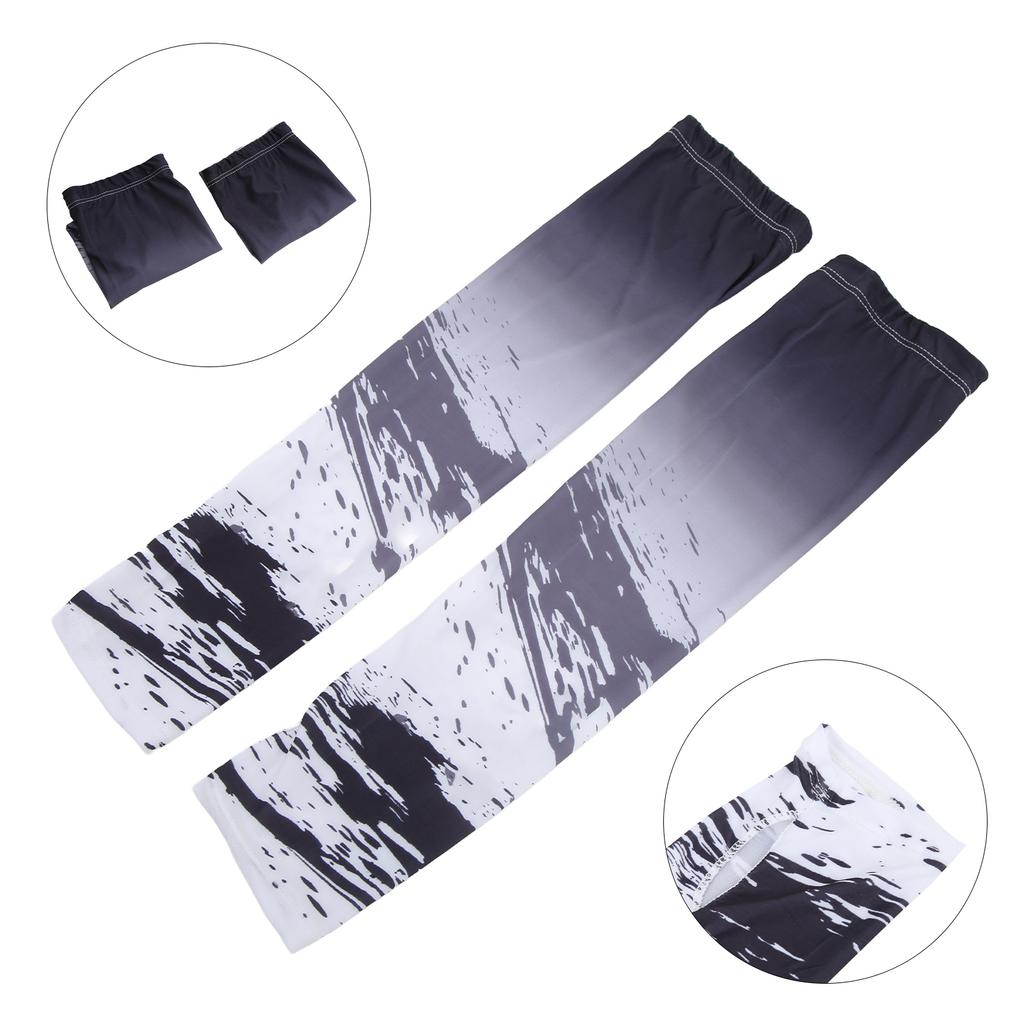 1 Pair Ice Silk Sleeves UV Sun Lengthen Thin Breathable Quick Drying Cooling Arm Sleeves for Sports