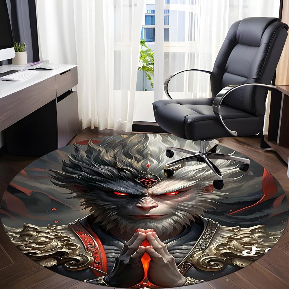 1PC Black Myth: Wukong Office Round Area Rug, Indoor Mat Suitable For Office, Under Office Chairs Bedroom Living Room Home Decor DT1212045