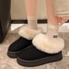Женские плюшевые теплые ботильоны на толстой подошве, повседневные зимние ботинки на открытом воздухе, без застежек 2024 года, нескользящие плоские хлопковые туфли с меховым дизайном Zapatos