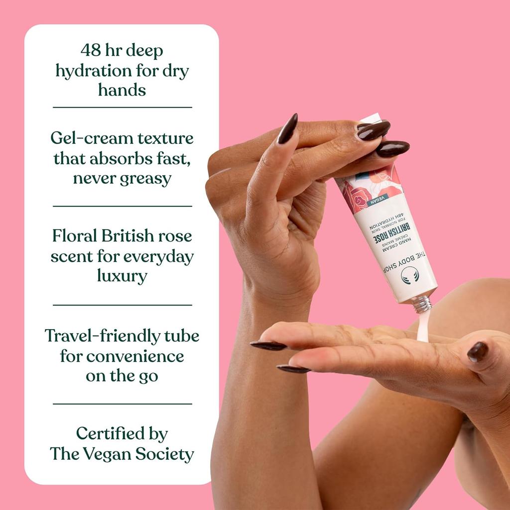 The Body Shop British Rose Petal Soft Hand Cream 30 ml Hydrating Floral Moisture For Normal To Dry Hands