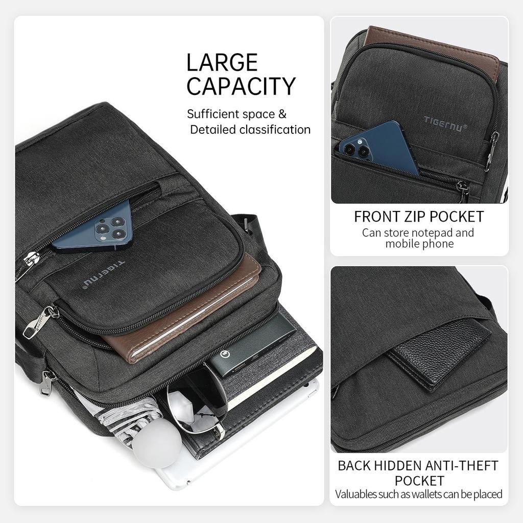 Tigernu High Quality Men's Messenger Bag Mini Business Shoulder Bag Male Casual Crossbody Bag College Travel Sling Bag