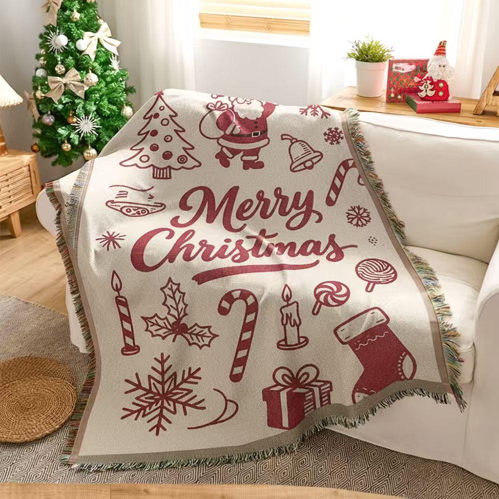 sofa towel cover cotton yarn winter festival atmosphere decorative cloth cover blanket anti-cat scratch sofa cushion