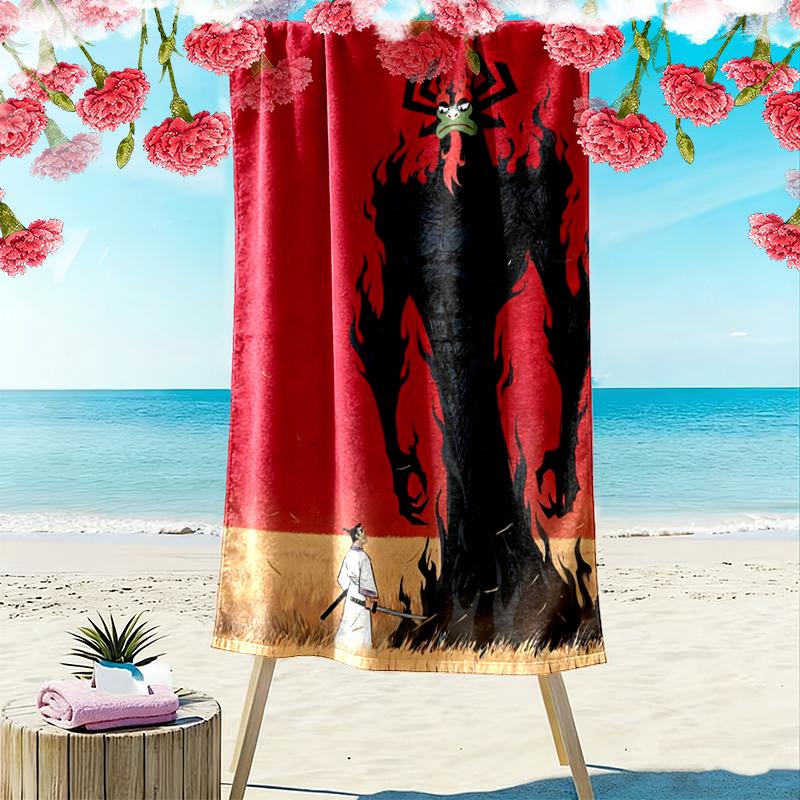 Samurai Jack Print Beach Towel, Large Soft Quick Dry Towel for Beach Camping Swimming