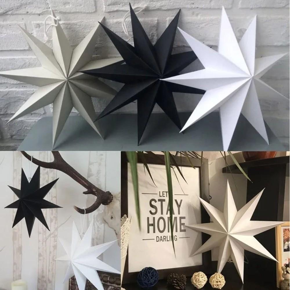 New 30cm Star Lanterns Folding 9-Pointed Hanging Paper Stars DIY Crafts Home Decor Birthday Party