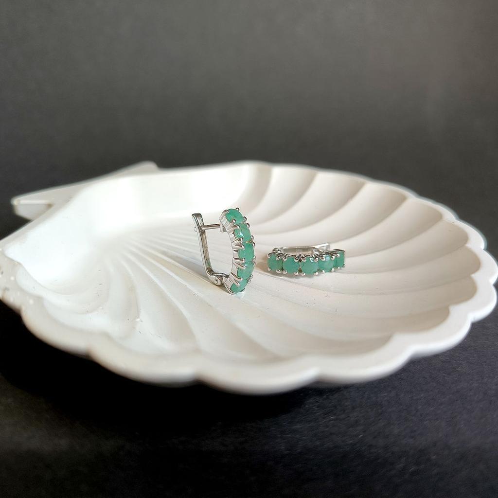Серебряные серьги с натуральным изумрудом 2.5ct (2163558)