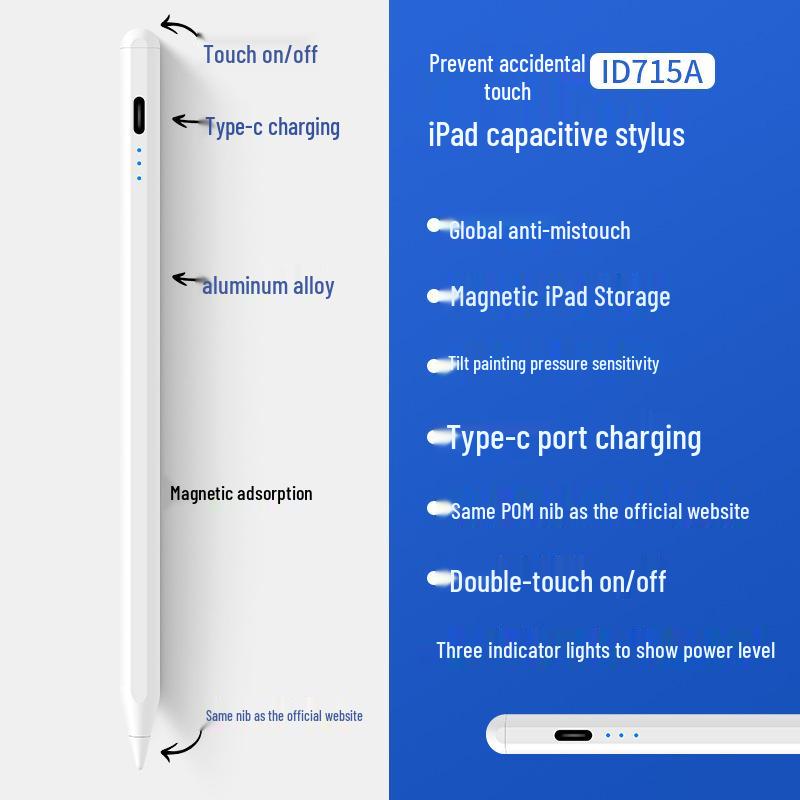 Magnetic Apple Pencil Replacement - Bluetooth Capacitive Stylus for iPad with Anti-Mistouch Feature