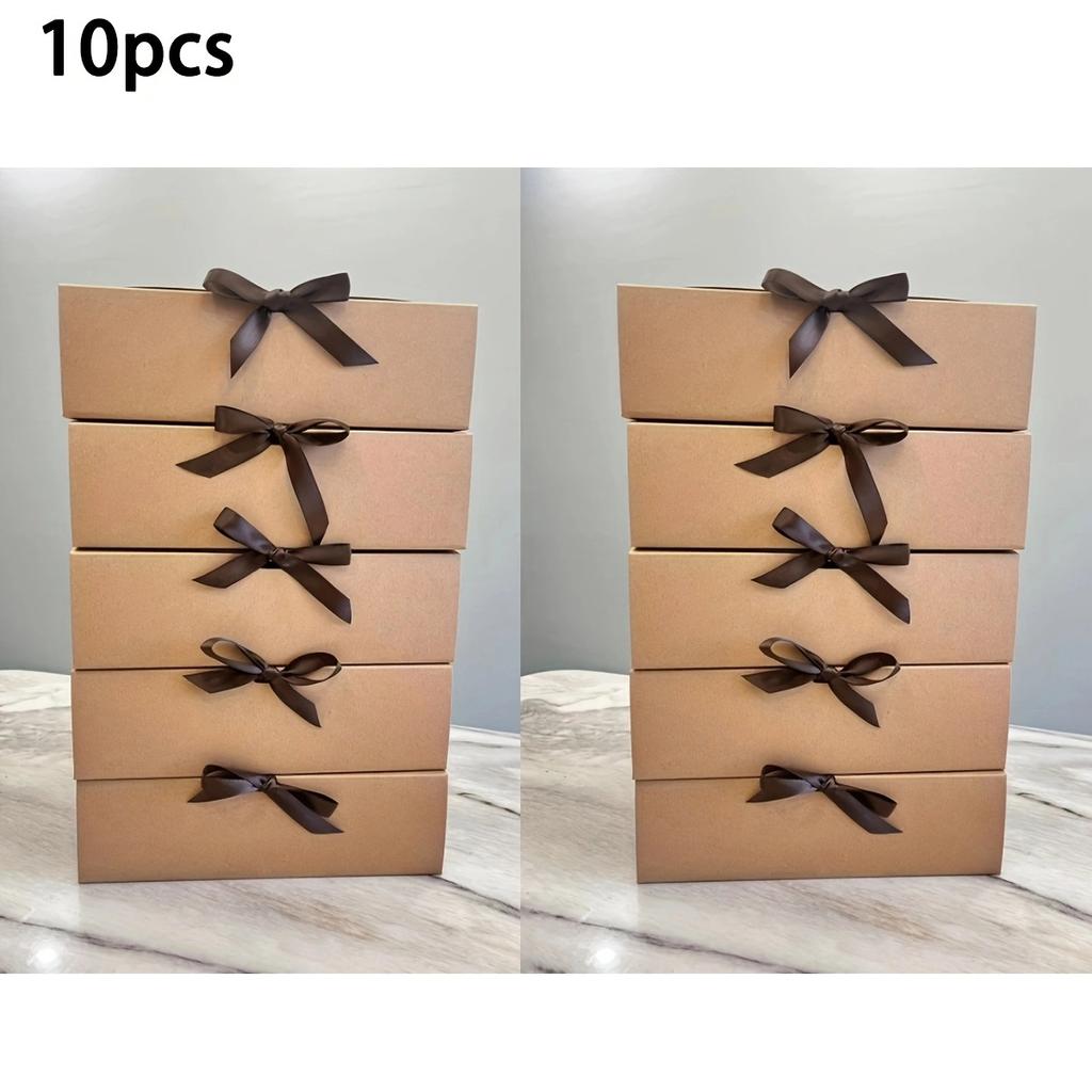 10 шт. подарочных коробок для свадьбы, большие подарочные коробки из крафт-бумаги для ювелирных изделий, черные подарочные коробки с лентой для подружки невесты, коробки для подарков на день рождения