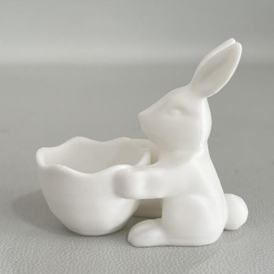 Пасхальная конфетница в виде пасхального кролика, напечатанная на 3D-принтере, блюдо для закусок в виде кролика, декоративная десертная ваза для орехов для пасхальной вечеринки, настольный домашний декор