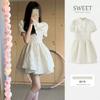 Летнее новое сладкое и соленое белое платье с затягивающейся талией женское дизайнерское нишевое принцесса пышная юбка