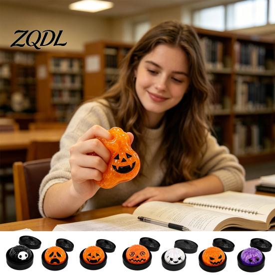 Adult Stress Reduction Toy Halloween Ghost Bun Ball, Slow Rising Soft TPR Fidget Desktop Decoration for Anxiety Relief, Cute Spooky Squeeze in Steamer