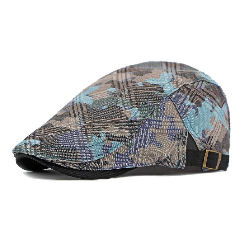Women's Cap British Vintage Print Camouflage Beret Men