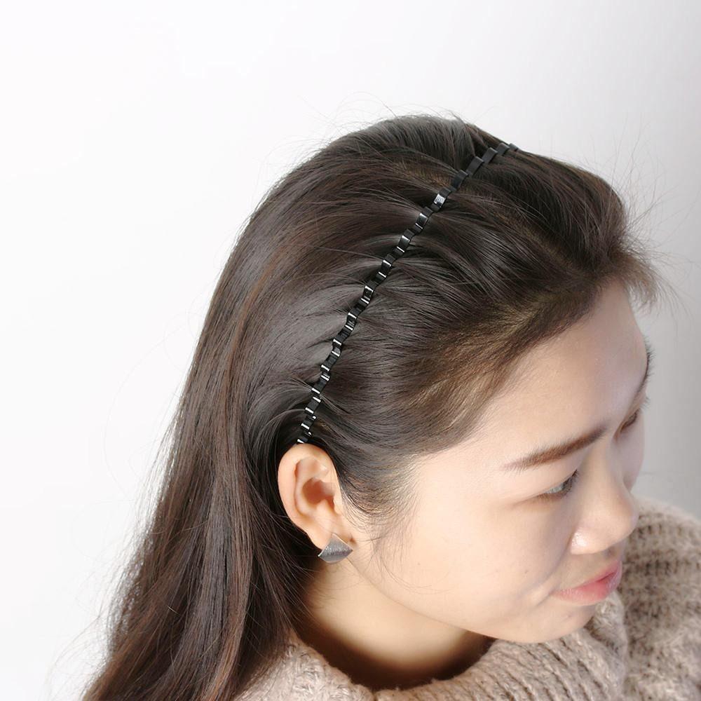 Унисекс Ободок Черный Металлический Волнистый Ободок для Волос