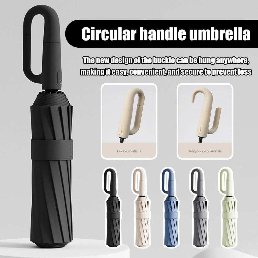 20Bones Windproof Fully Automatic Folding Umbrella With Loop Buckle Upf50+ Protable Compact Sun Rain Umbrellas For Women And Men