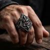 European Dark Style Men's Ring: Triangle Devil Bat Gemstone with Retro Hip Hop Snake Pattern.