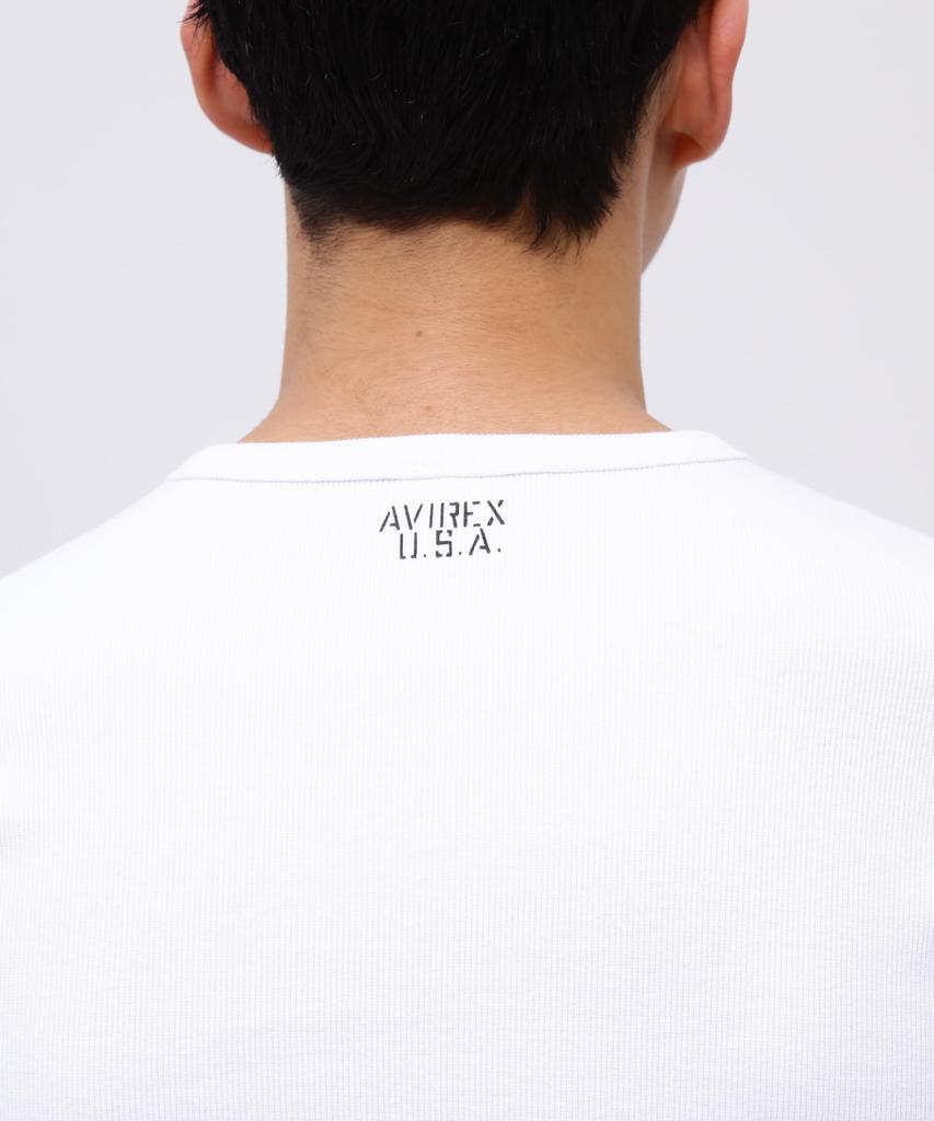 AVIREX DAILY RIB V-NECK TEE 6143501 men's L white
