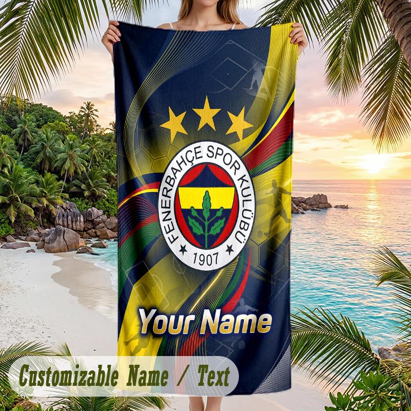 Beach Towel Fenerbahçe FC Print Custom Name Text Soft Towel for Swimming Pool