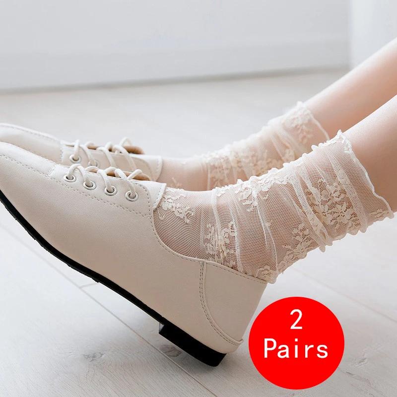 Ultra Breathable Thin Summer Lace Socks for Women - White Fishnet Mid-Calf Sexy Lolita Style