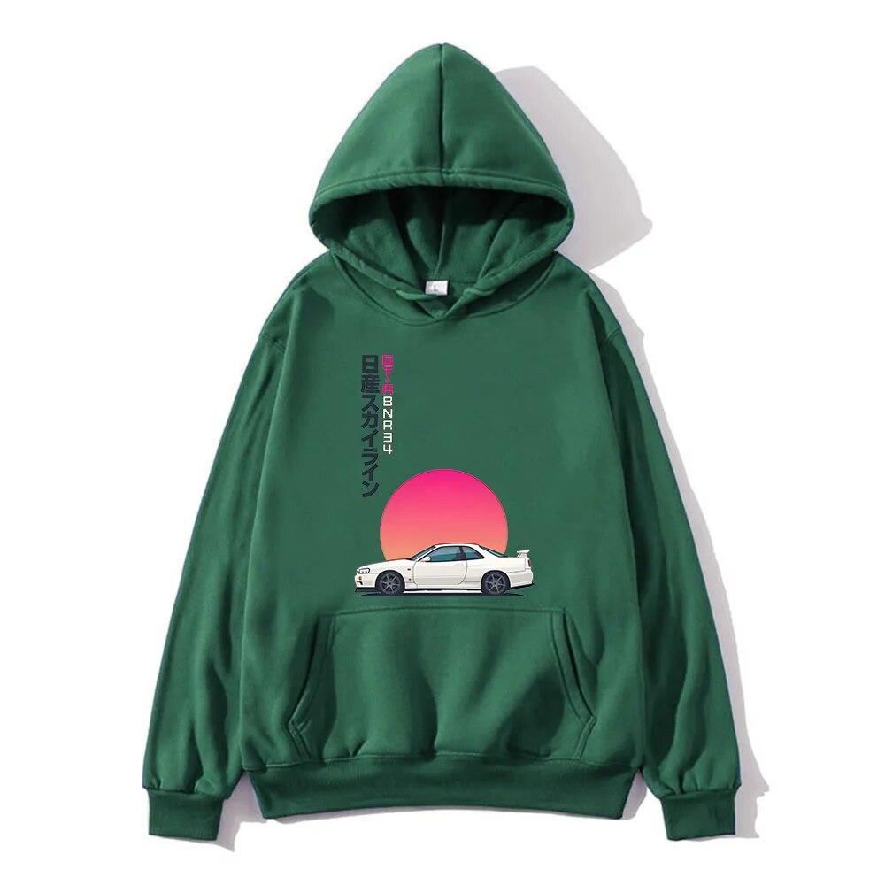 Initial D Racing Car Graphic Print Hoodie Autumn Winter Unisex Sweatshirts Pullover Hoody Unisexs Women Casual Tops Y2k Clothes Unisex