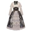 Gothic Lolita Dress Kawaii Women Stand Lace Sleeve Blouses Butterfly Print Princess Skirt Vintage Elegance Lolita Sets