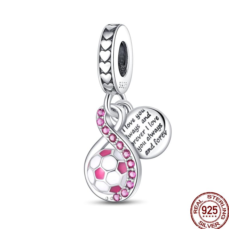 American Sports Series Copper Badminton Baseball Football Pendant Beads Suitable For 3Mm Original Bracelet Diy