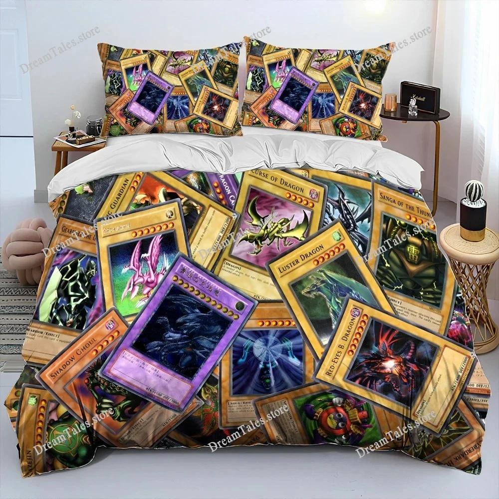 Домашний текстиль Мультфильмы Yu-Gi-Oh КАРТА МОНСТРА Чехол на пододеяльник Наволочка Мальчик Девочка Полиэстер Комплект постельного белья Размер King Queen Twin