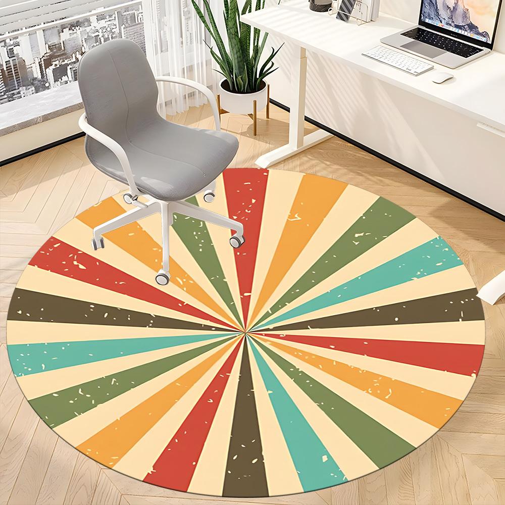 1pc Sunburst Colors Office Round Area Rug, Under Office Chairs Bedroom Living Room Home Decor, Room Deco