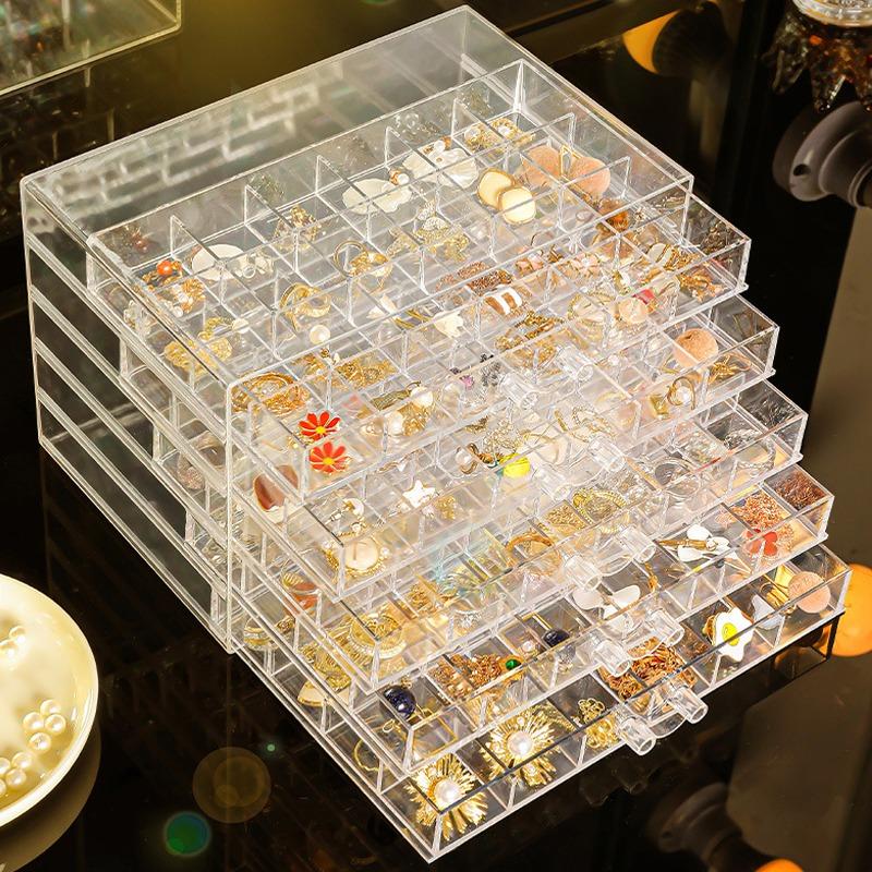 72/120 Grid Earring Jewellery Storage Box Clear Acrylic Necklaces Ring Storage Box