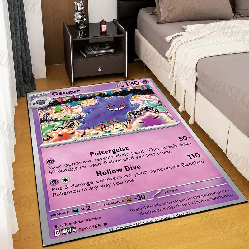 1 шт. Ковер с принтом карточек покемона Генга для гостиной, коврик для детской спальни, коврик для дивана, придверный коврик, напольный ковер, домашний декор, противоскользящий коврик