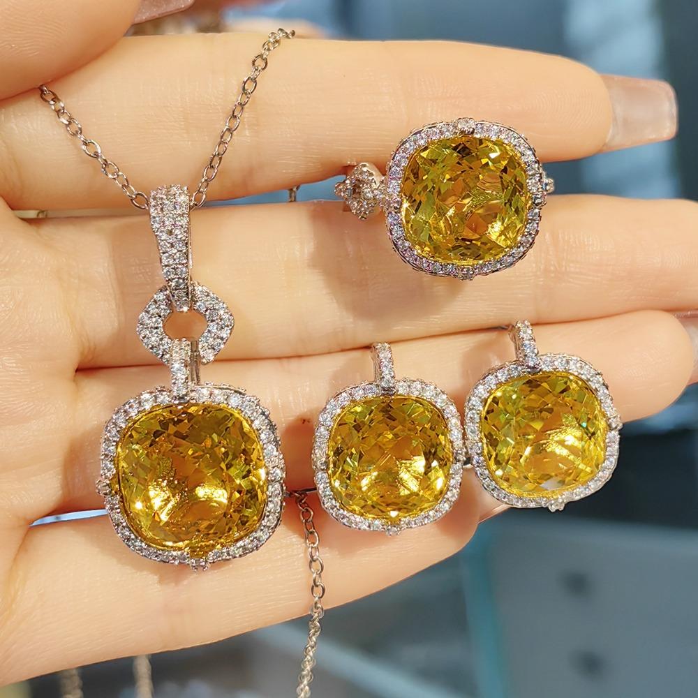 Винтажный комплект розовых роз Court Bratti, браслет из четырехлистного клевера, ожерелье из камня Tianhe, кольцо, серьги-гвоздики