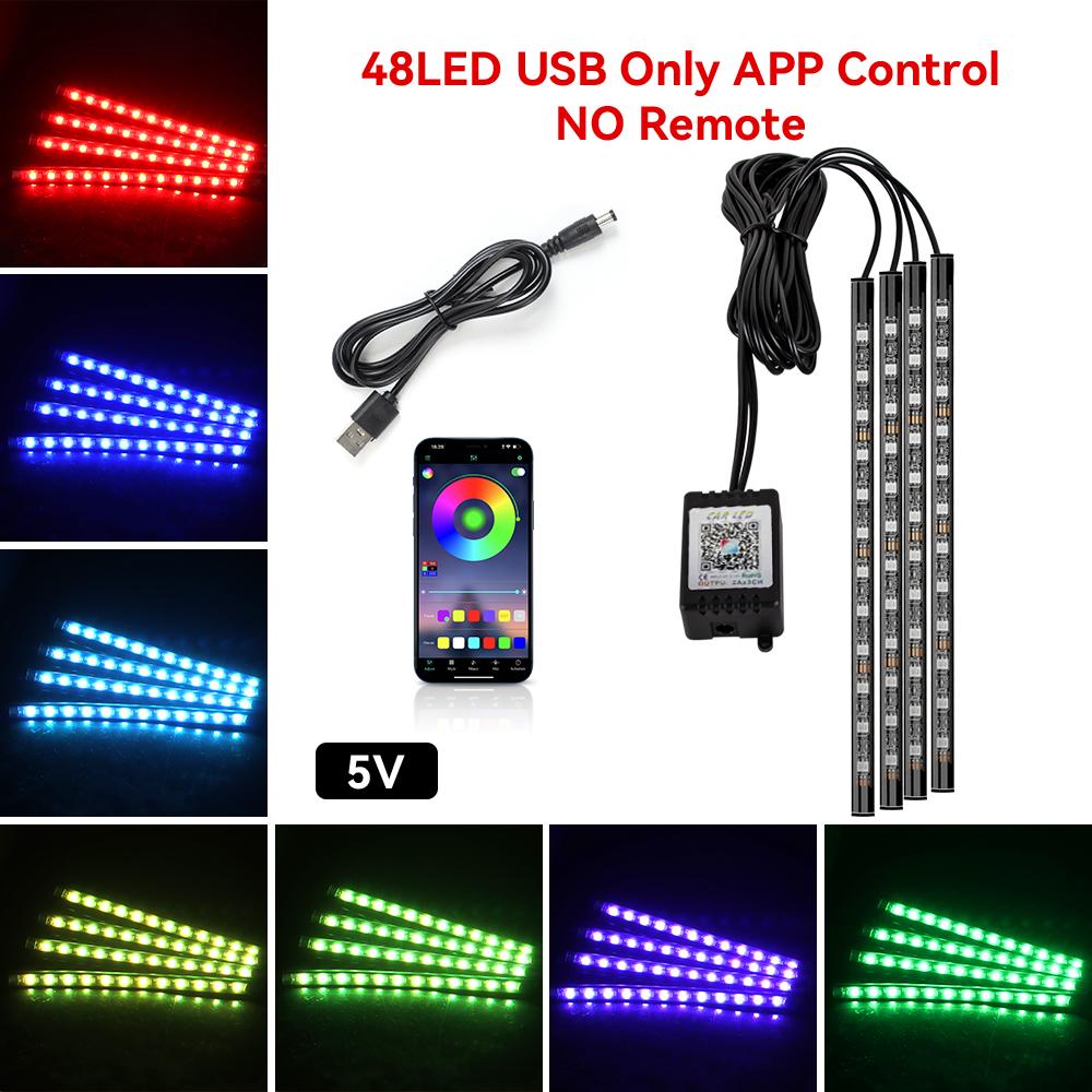 Car LED Lights Interior Lights with App/Remote Control RGB Lights Music Mode LED Lights for Car Interior Atmosphere Light Strip