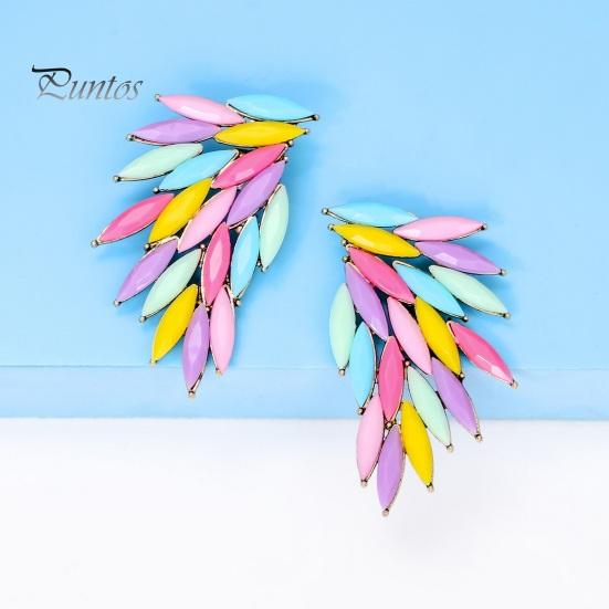 1 пара перьевых шипов в форме крыльев, серьги-гвоздики для ушей, персонализированные цветные стеклянные женские серьги-гвоздики, модные ювелирные изделия, подарок