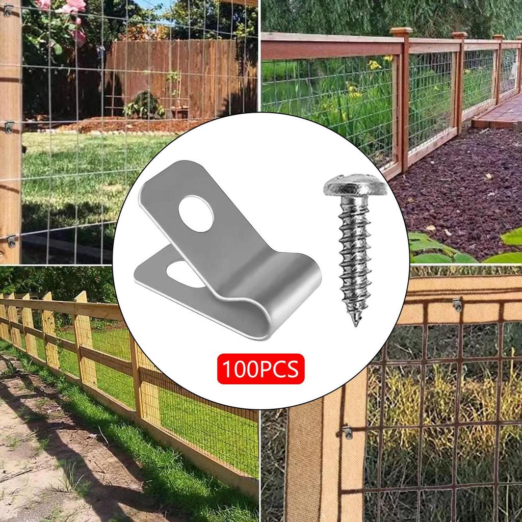 100 шт. зажимы для проволоки забора с винтами, аксессуары для уличных ферм, многоцелевые, из нержавеющей стали