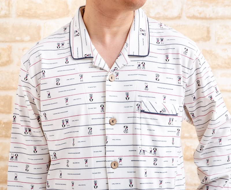 Маска для сна для глаз Мягкая и гладкая трикотажная ткань с собачкой Длинная передняя часть Размеры 32011 Пижама K's, Принт, 100% хлопок, Приятная к коже, Рукава, Прорезь,