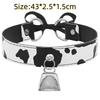 Fashion Leather Choker Cow Print Adjustable Bell Collar Bow Necklaces
