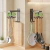 Kitchen Rotating Spatula Spoon Racks Space Saving Kitchenware Storage Shelf Wall Mounted Sliding Kitchen Utensils Hook Shelves