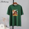 Shellsuning Oversized Fashion Aesthetics Printed T-shirt for Women Summer 100% Cotton Soft Simple Girl Tees Streetwear All-match Harajuku Tops