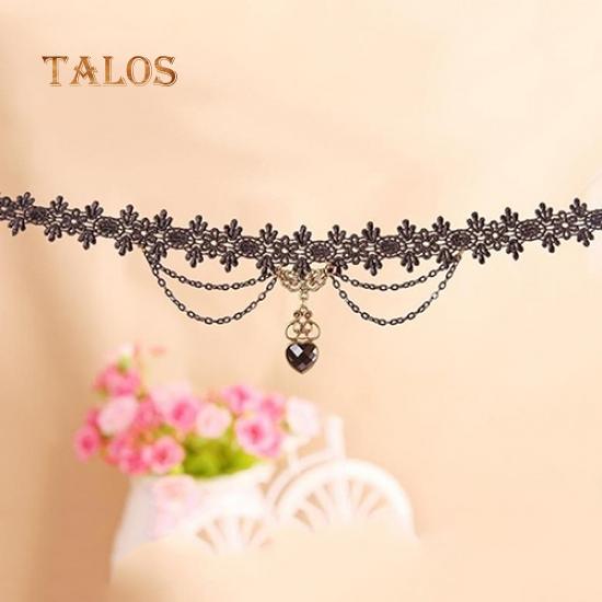 Women Lace Beads Choker Victorian Steampunk Style Gothic Collar Necklace Gift Suspension Trinket