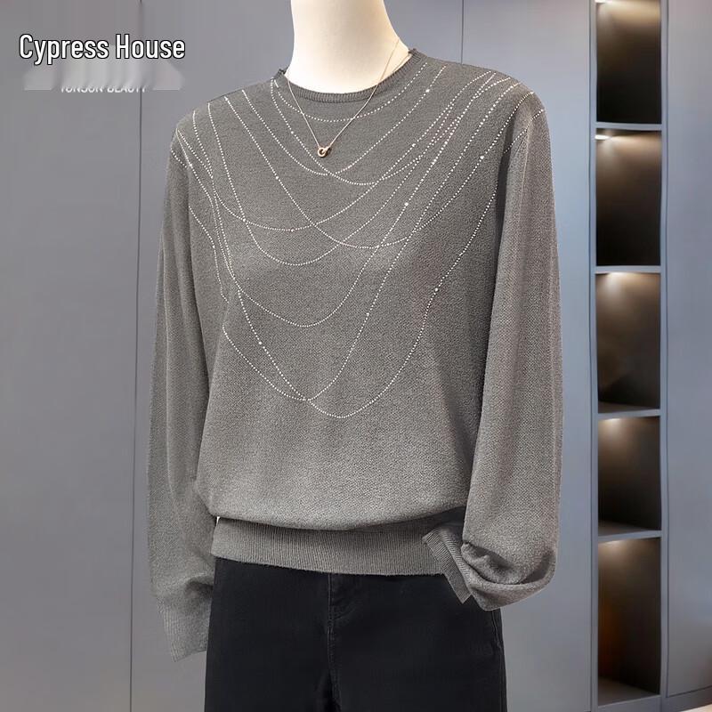 Women's Solid Rhinestone Loose Knit Top