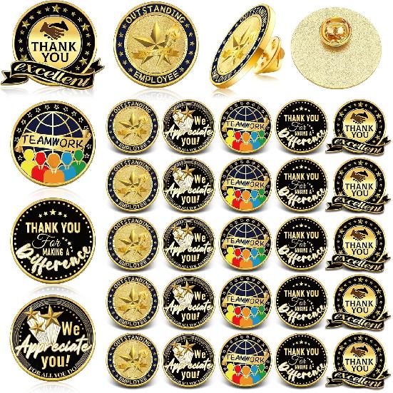 Lyrow 50 Pcs Outstanding Employee of The Month Lapel Pin Excellence Plated Enamel Reward Pin Team Gifts for Employees (Multicolor)