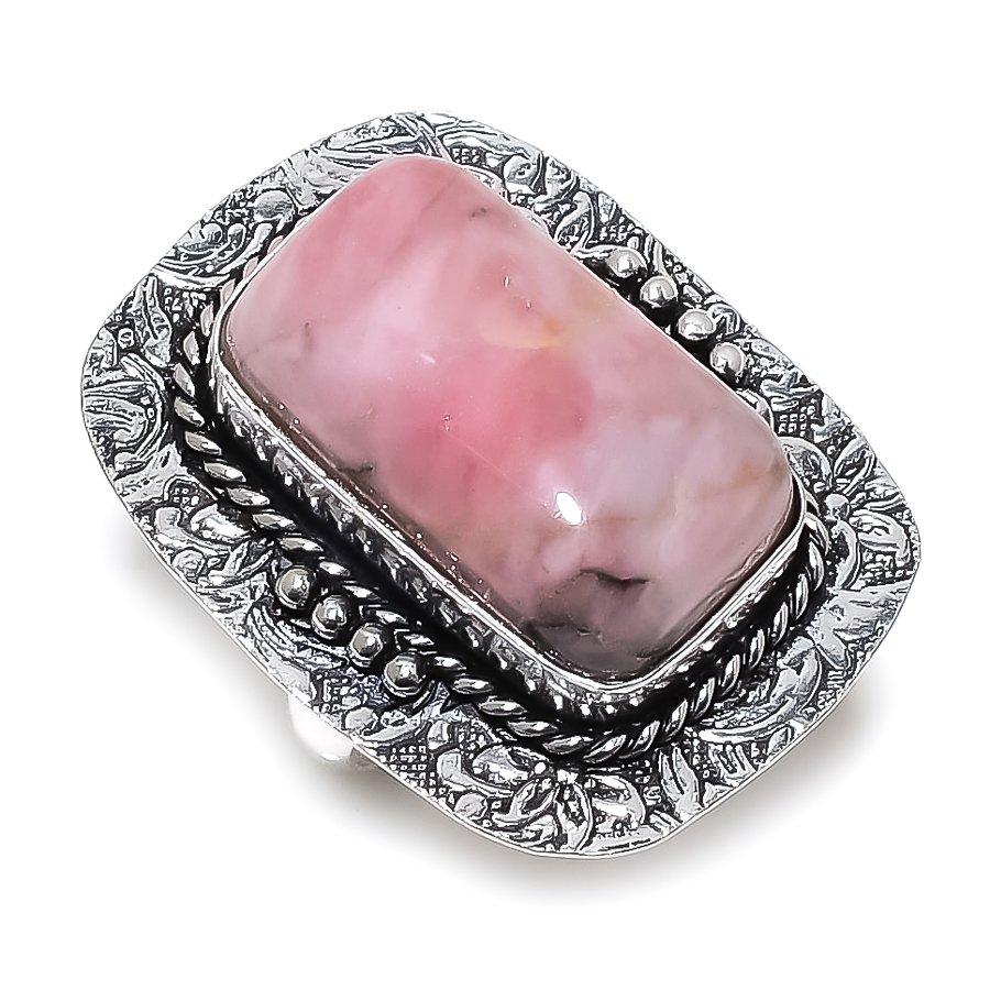 Pink Opal Gemstone 925 Sterling Silver Jewelry Ring Size 10