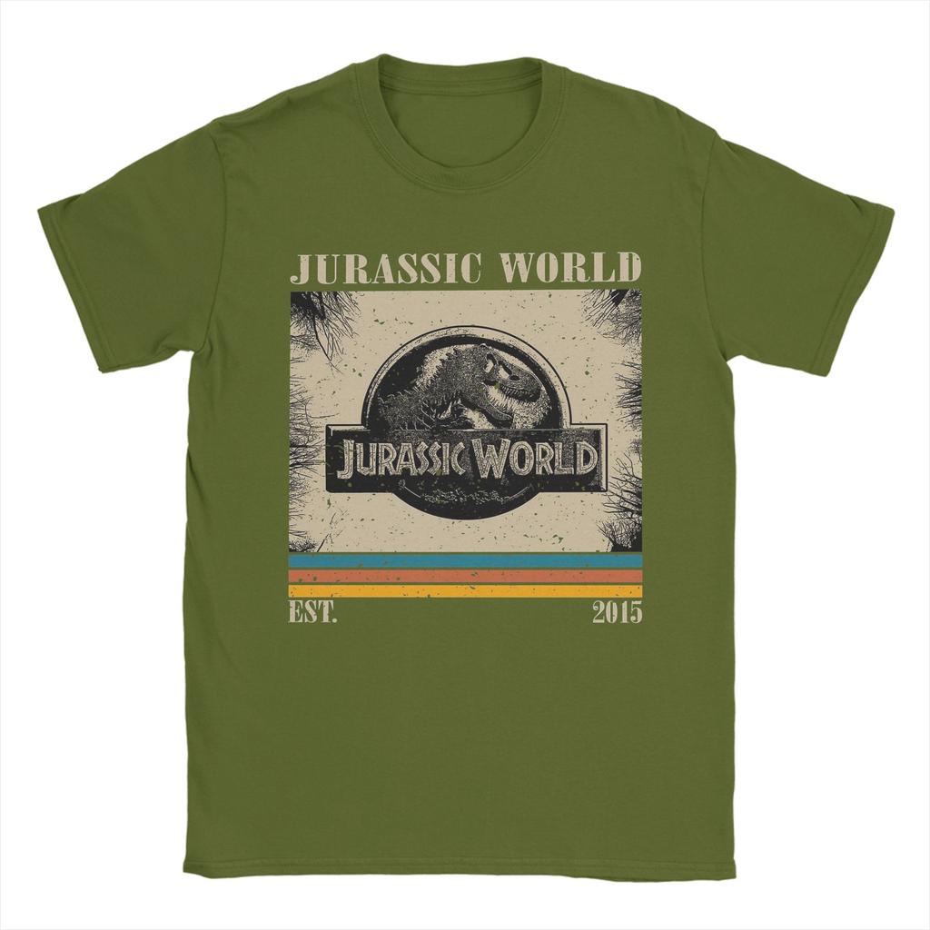 Fashion Retro Jurassic World T-Shirt Men O Neck 100% Cotton T Shirts Dinosaur Short Sleeve Tees Gift Idea Tops