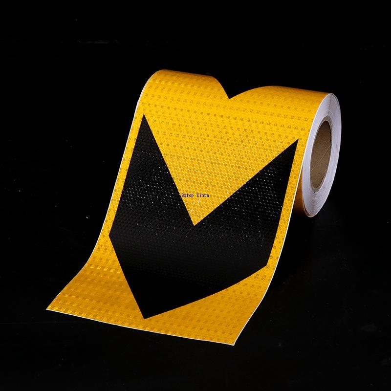 5cm/10cm/20cm*5M Arrow Reflective Hazard Safety Tapes Yellow-Black Warning Caution Reflectors Strips Adhesive Stickers For Trail