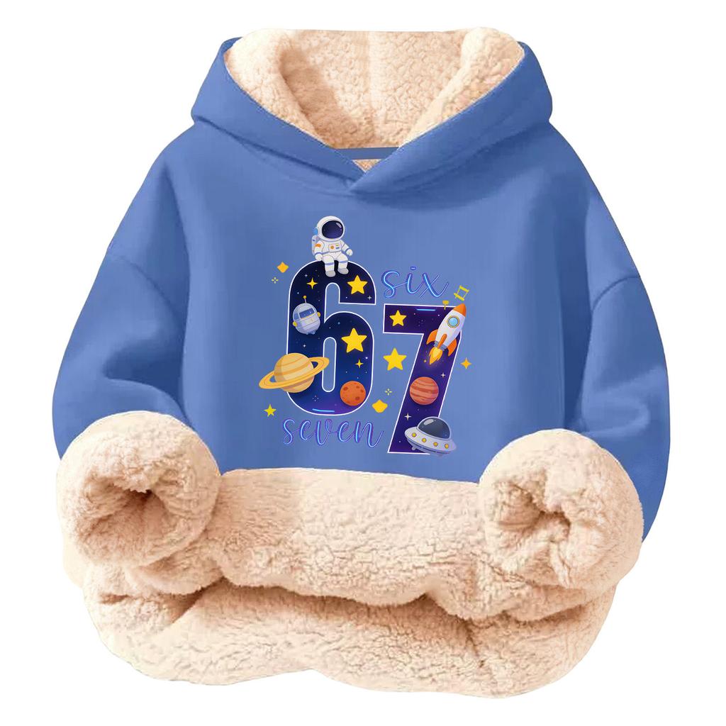 Детская модная толстовка с капюшоном из флиса с принтом, повседневная, свободного кроя, без карманов