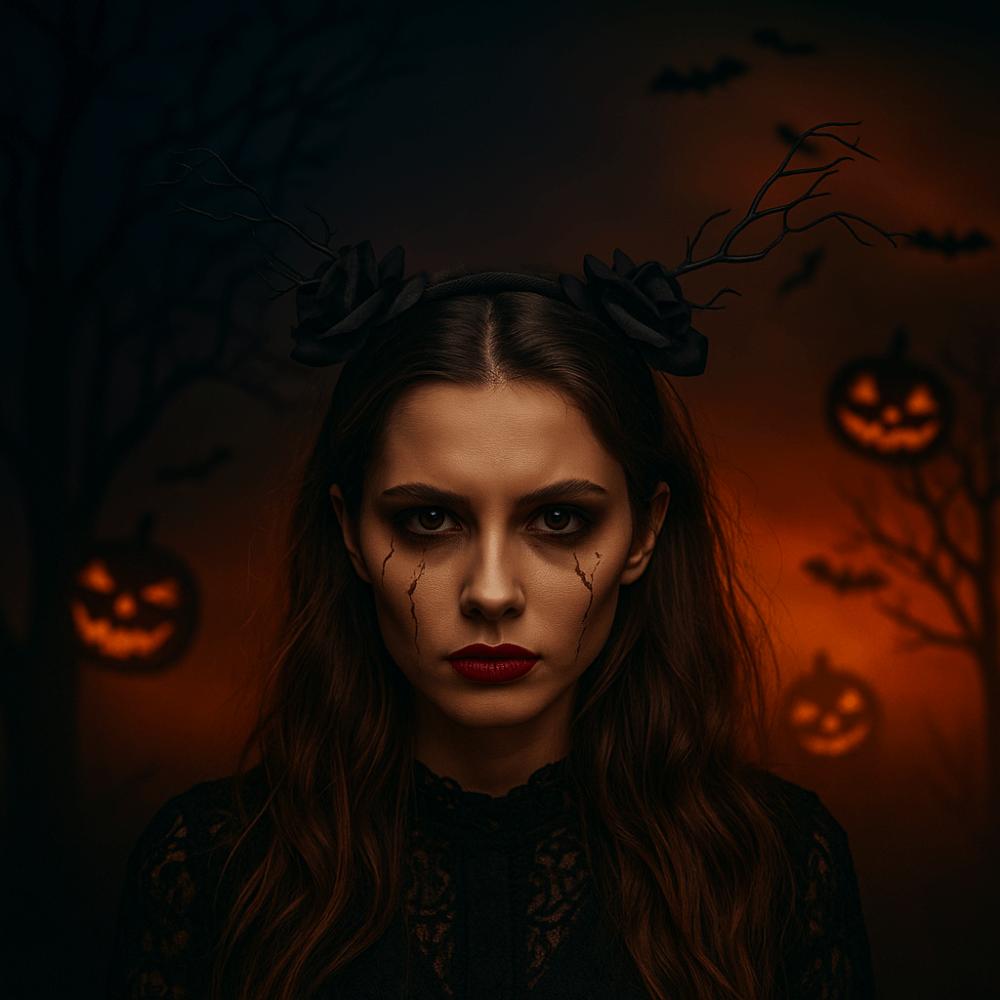 Skull Branch Hair Hoop Rose Flower Halloween Flower Crown Gifts Halloween Headband Ghost Festival