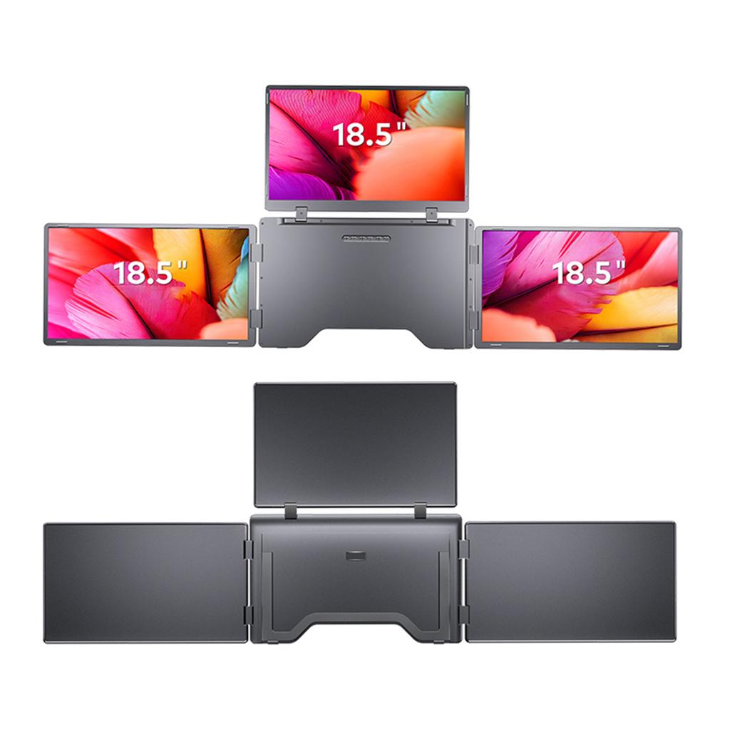 Laptop Screen Extender with Adjustable Angle Portable 18.5 Inch 1 Cable for 3 Screens Quad Monitors, Foldable US Plug