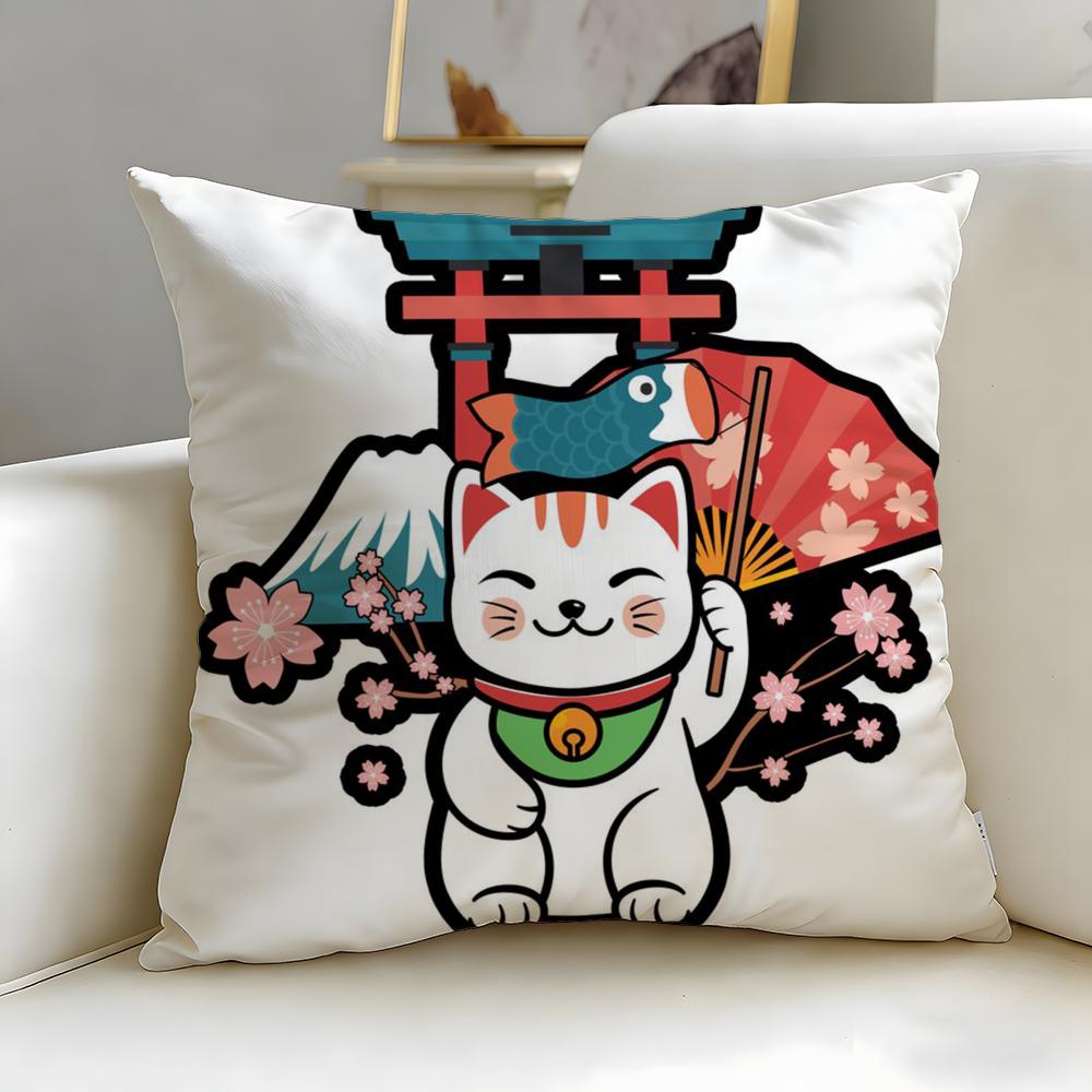 Классическая наволочка для подушки-кошки Neko Rich Luck Money Cat, мягкая и легко стирающаяся – Универсальная для дивана, кровати, путешествий и офиса