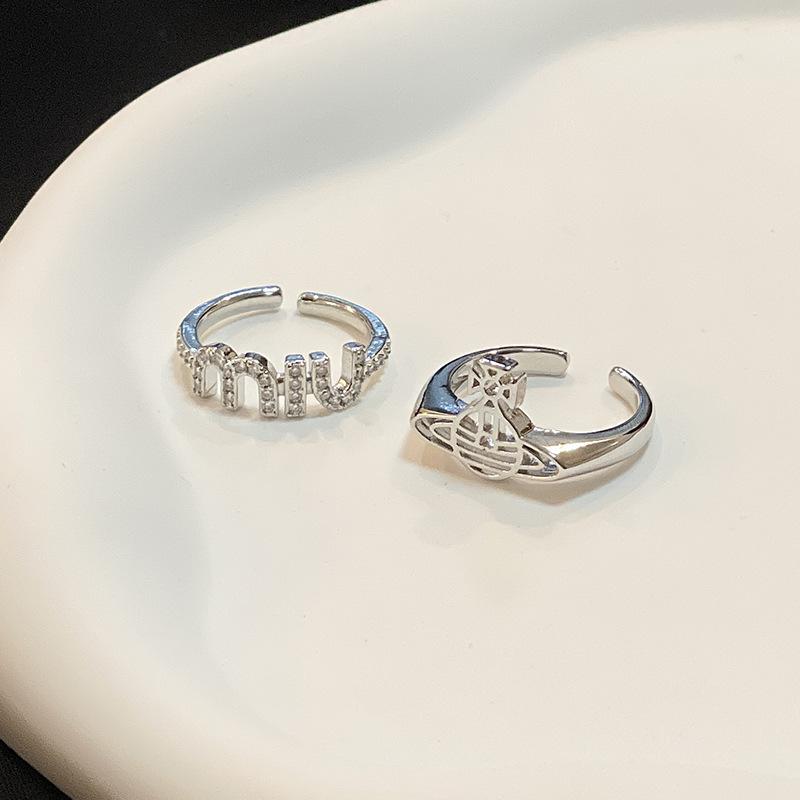 Нишевый Дизайн Блестящий Алмазный Кольцо-буква Сатурн Кольцо-подсветка Роскошный Высококачественный Указательный Палец Открытое Кольцо Личность Мода
