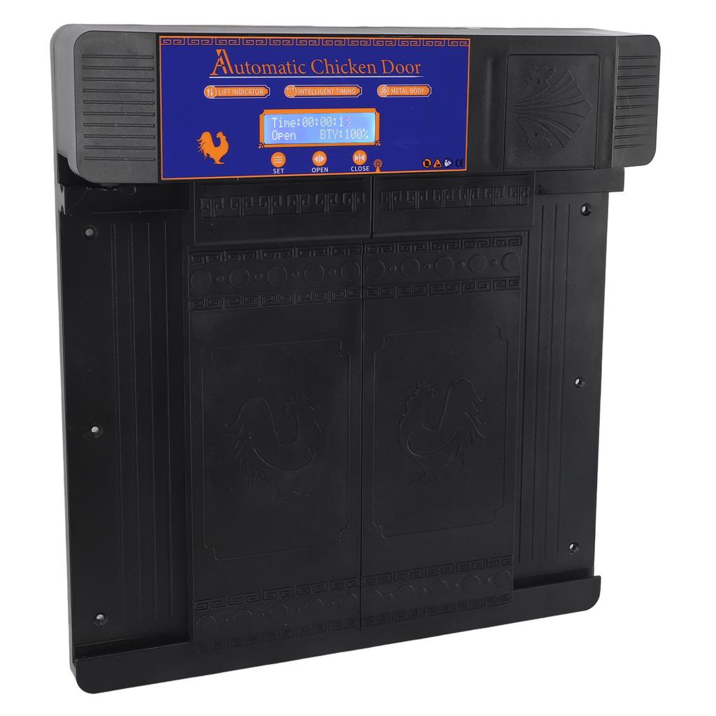 Automatic Chicken Door with Timer Solar Battery Powered LED Display Double Doors Electric Chicken